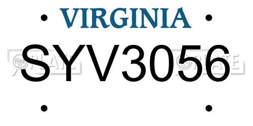 SYV3056 Virginia License Plate