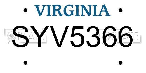 SYV5366 Virginia License Plate