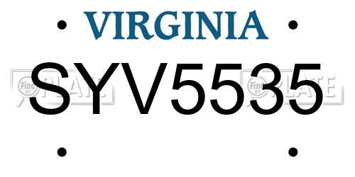 SYV5535 Virginia License Plate