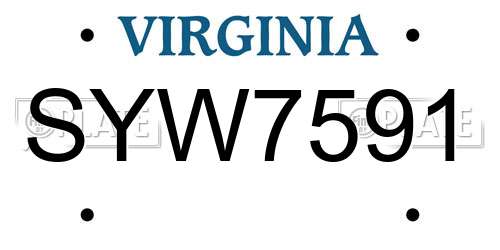 SYW7591 Virginia License Plate