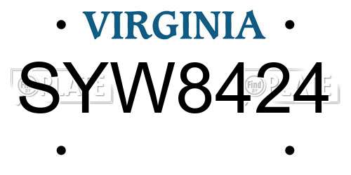 SYW8424 Virginia License Plate