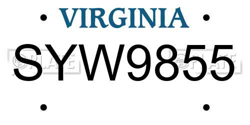 SYW9855 Virginia License Plate