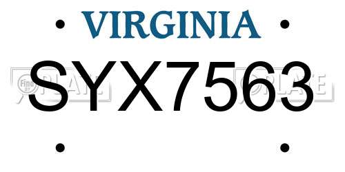 SYX7563 Virginia License Plate
