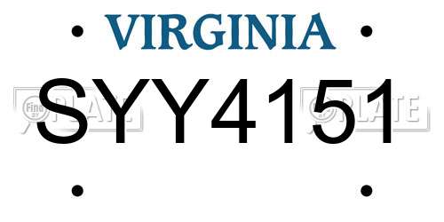 SYY4151 Virginia License Plate