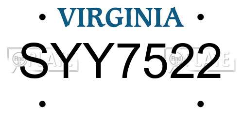 SYY7522 Virginia License Plate