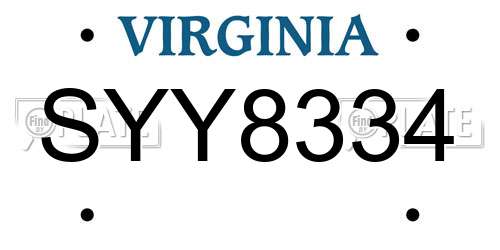 SYY8334 Virginia License Plate