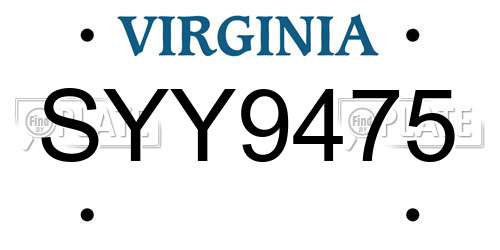 SYY9475 Virginia License Plate