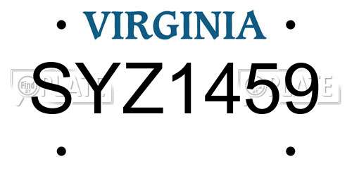 SYZ1459 Virginia License Plate