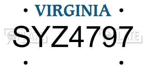 SYZ4797 Virginia License Plate