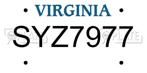 SYZ7977 Virginia License Plate