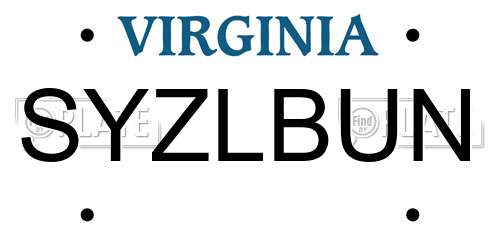 SYZLBUN Virginia License Plate