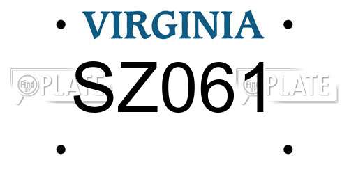SZ061 Virginia License Plate