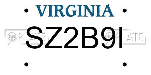 SZ2B9I Virginia License Plate