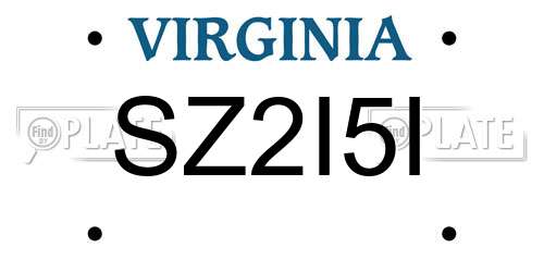 SZ2I5I Virginia License Plate