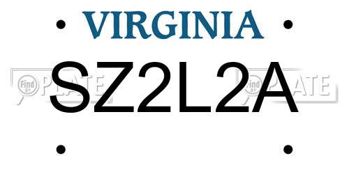 SZ2L2A Virginia License Plate