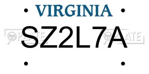 SZ2L7A Virginia License Plate