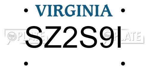 SZ2S9I Virginia License Plate