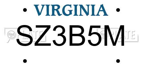 SZ3B5M Virginia License Plate