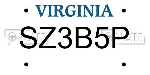 SZ3B5P Virginia License Plate