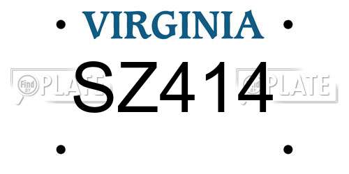 SZ414 Virginia License Plate