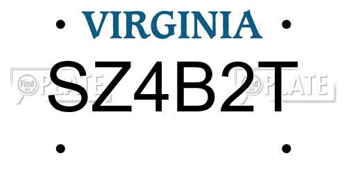 SZ4B2T Virginia License Plate