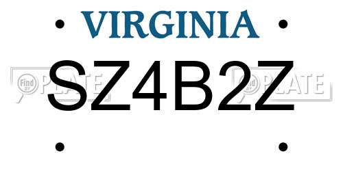 SZ4B2Z Virginia License Plate