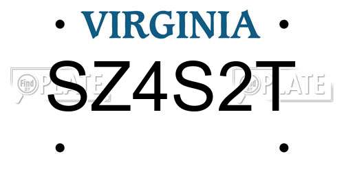 SZ4S2T Virginia License Plate
