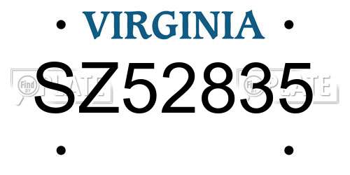 SZ52835 Virginia License Plate
