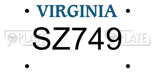 SZ749 Virginia License Plate