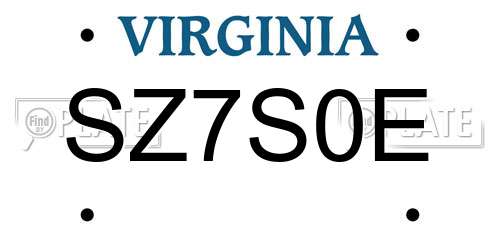 SZ7S0E Virginia License Plate