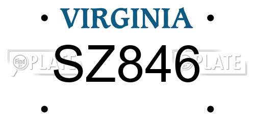 SZ846 Virginia License Plate