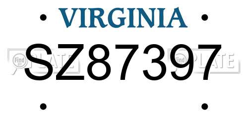 SZ87397 Virginia License Plate