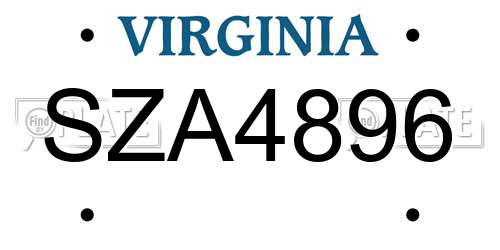 SZA4896 Virginia License Plate