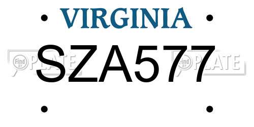 SZA577 Virginia License Plate