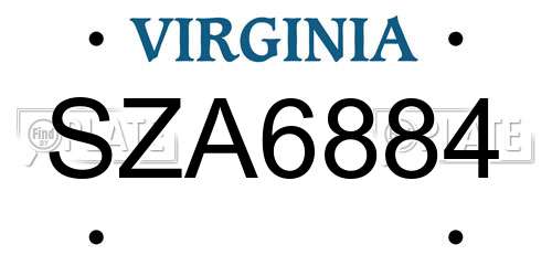 SZA6884 Virginia License Plate
