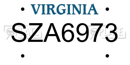 SZA6973 Virginia License Plate