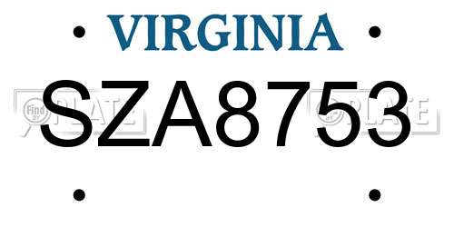SZA8753 Virginia License Plate