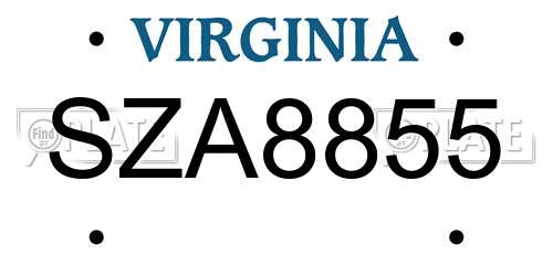 SZA8855 Virginia License Plate