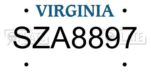 SZA8897 Virginia License Plate