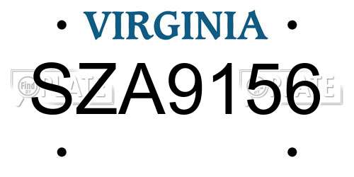 SZA9156 Virginia License Plate
