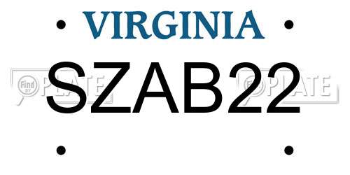 SZAB22 Virginia License Plate
