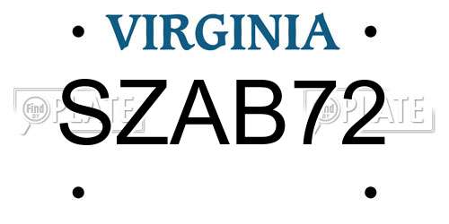 SZAB72 Virginia License Plate