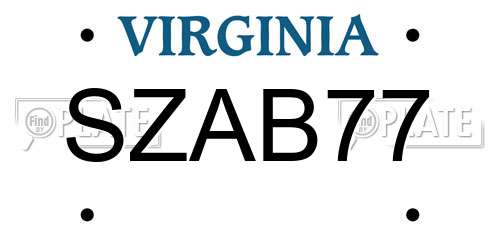 SZAB77 Virginia License Plate