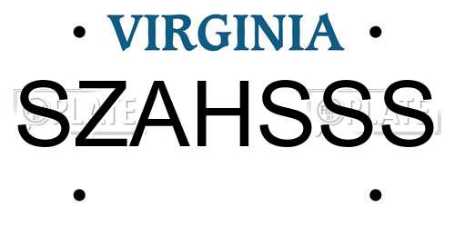 SZAHSSS Virginia License Plate