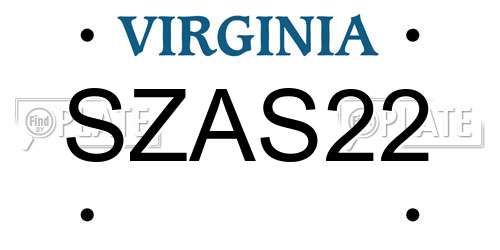 SZAS22 Virginia License Plate