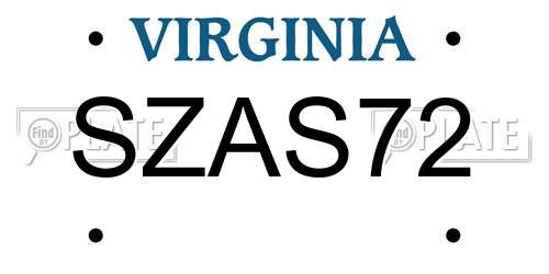 SZAS72 Virginia License Plate