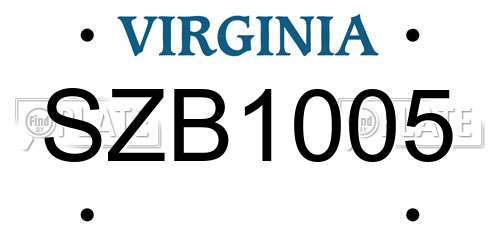 SZB1005 Virginia License Plate
