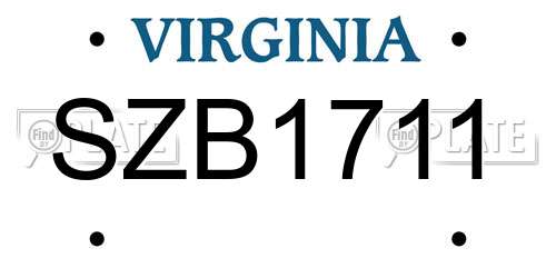 SZB1711 Virginia License Plate