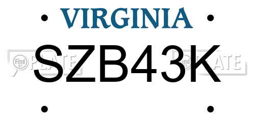 SZB43K Virginia License Plate