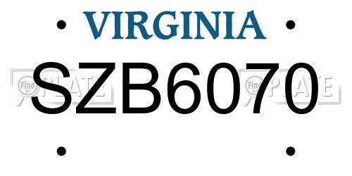 SZB6070 Virginia License Plate